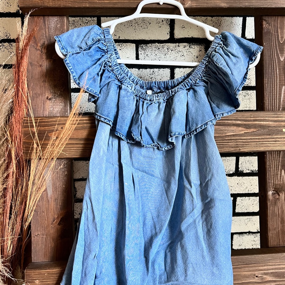 Boutique brand off the shoulder denim top
